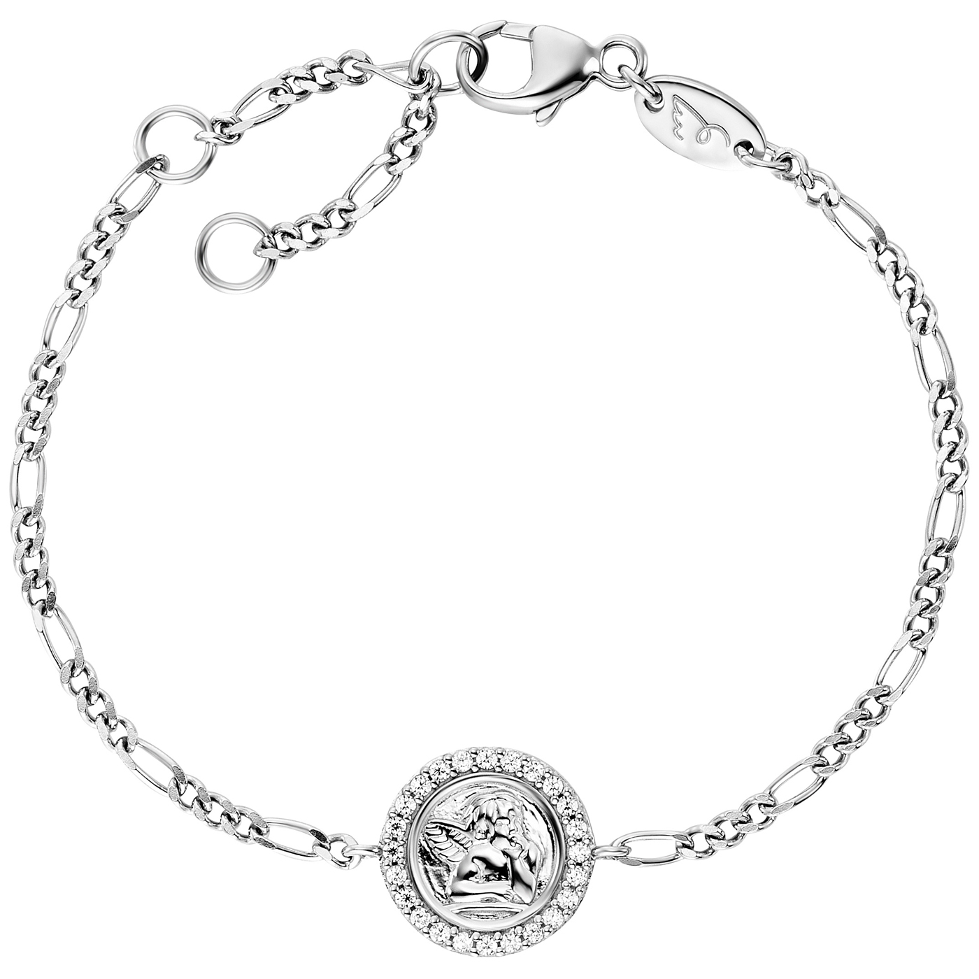 Engelsrufer Bracelet 925 silver with angel pendant and zirconia 15cm long