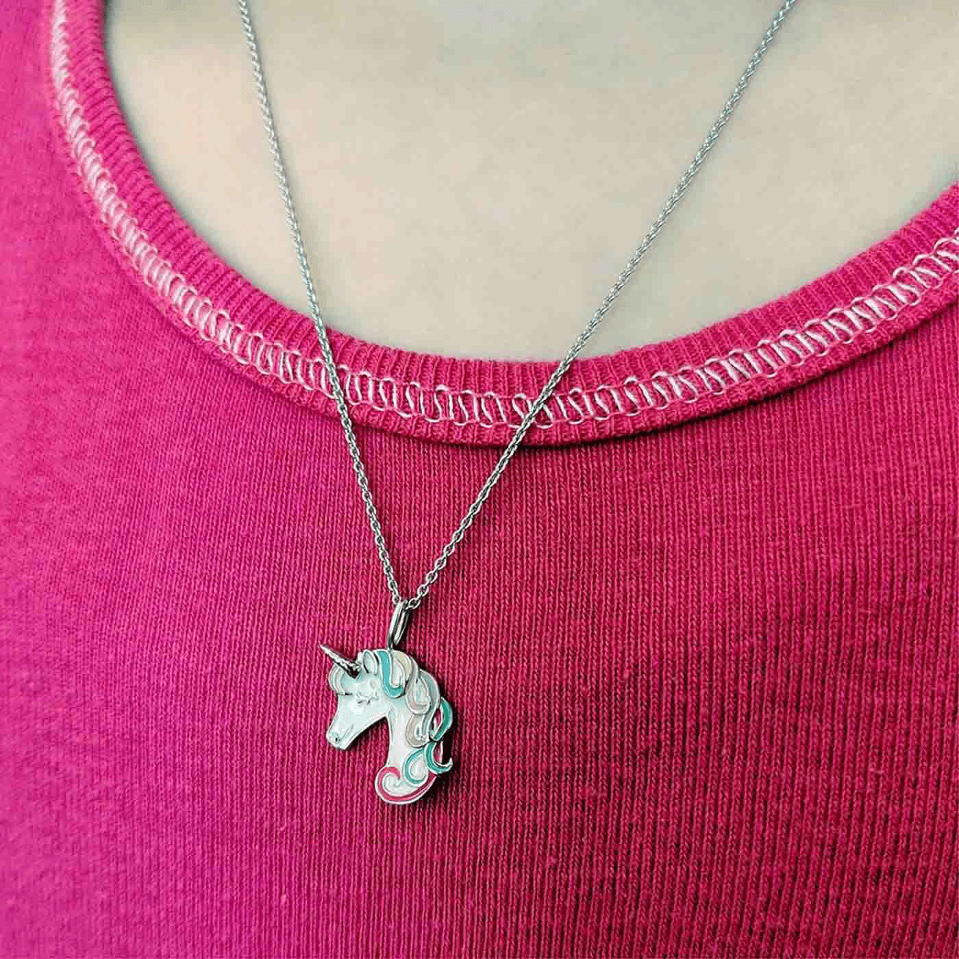 Engelsrufer Collier 925 Silber mit Einhorn Anhänger 42cm lang