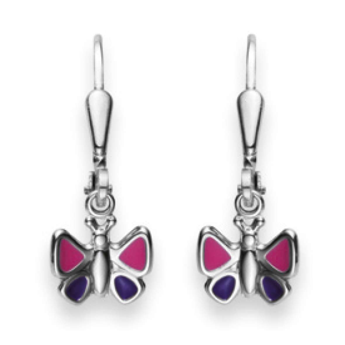 Pfalzer Earrings 925 silver butterflies pink/purple