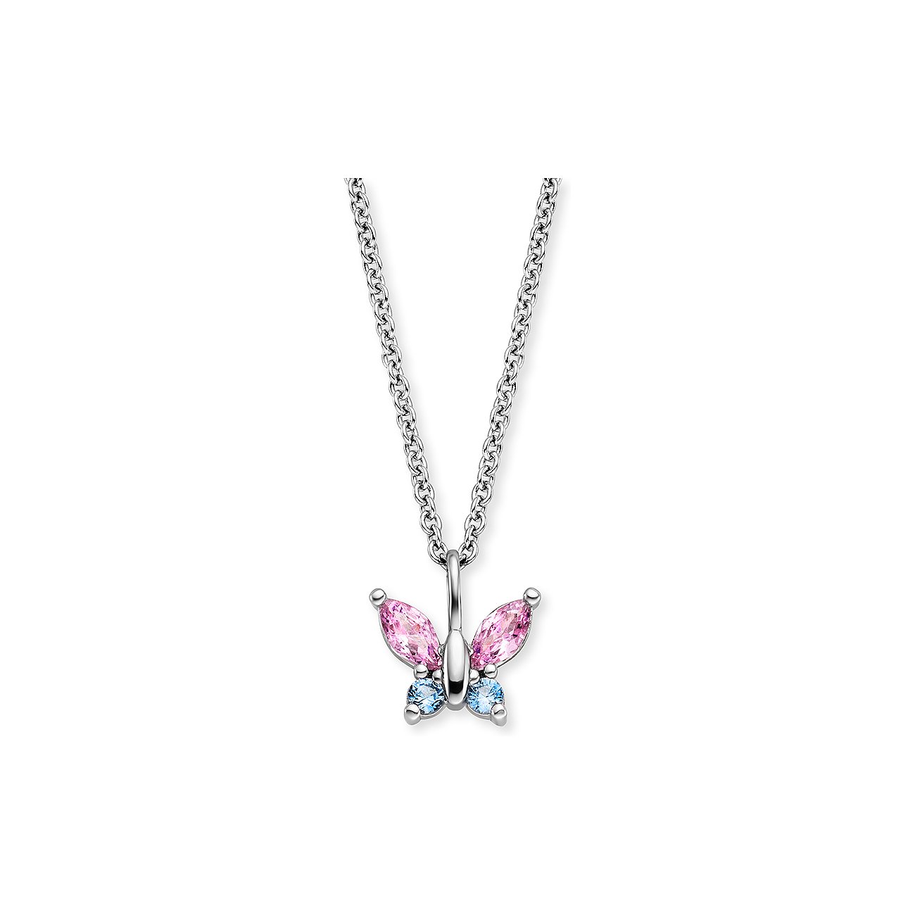 Engelsrufer Collier 925 Silber mit Schmetterling Anhänger und Zirkonia 42cm lang