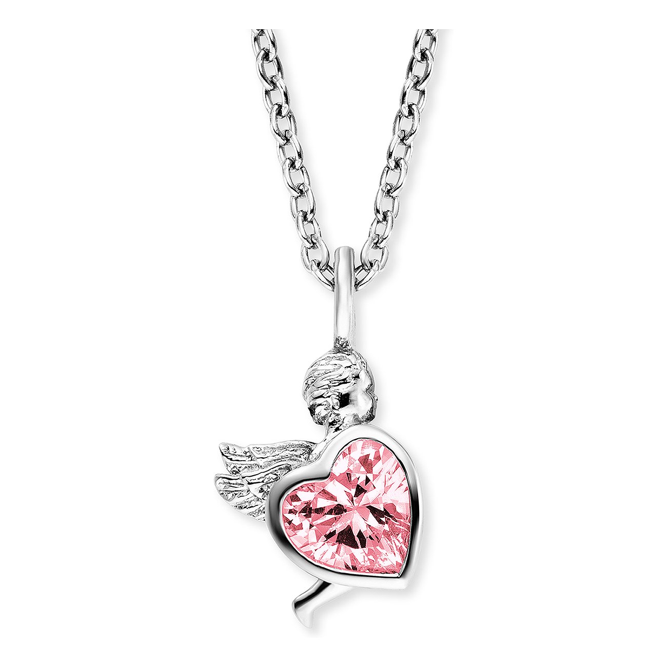 Engelsrufer Collier 925 argent avec pendentif coeur d'ange et zirconia 42cm long