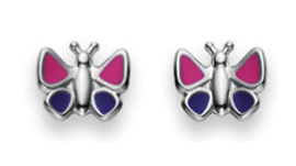 Pfalzer Clou d'oreille argent 925 papillons rose/lilas