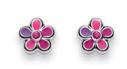 Pfalzer Stud earrings 925 silver flowers pink