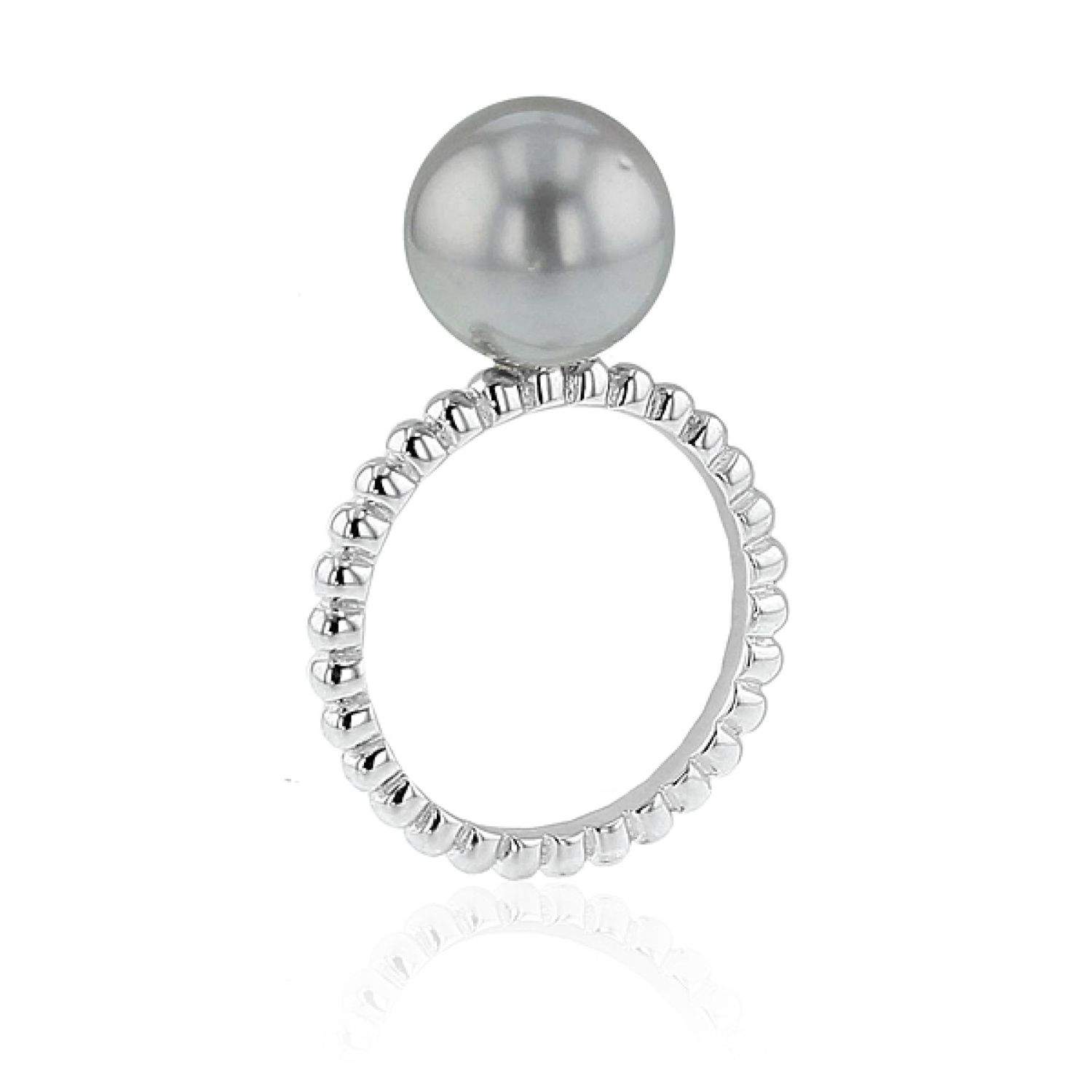 AURONOS Bague en perles 925 argent avec perle de Tahiti 10-11mm