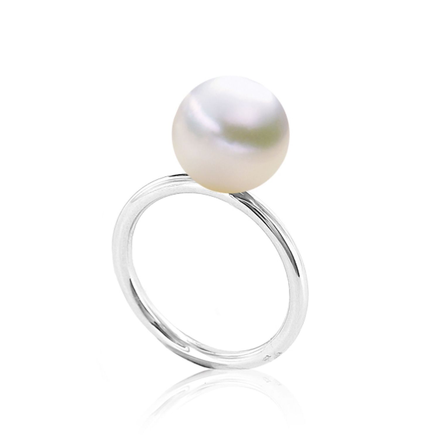 AURONOS Bague en perles 925 Argent avec perle Ming 10-11mm