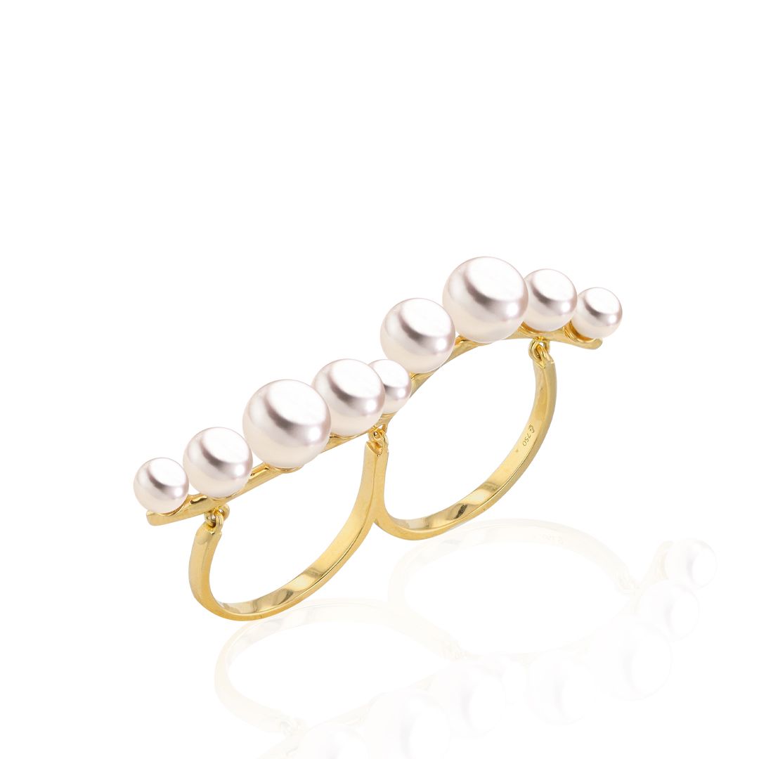 AURONOS Beaded Ring 18K yellow gold with Akoya beads 4-7mm