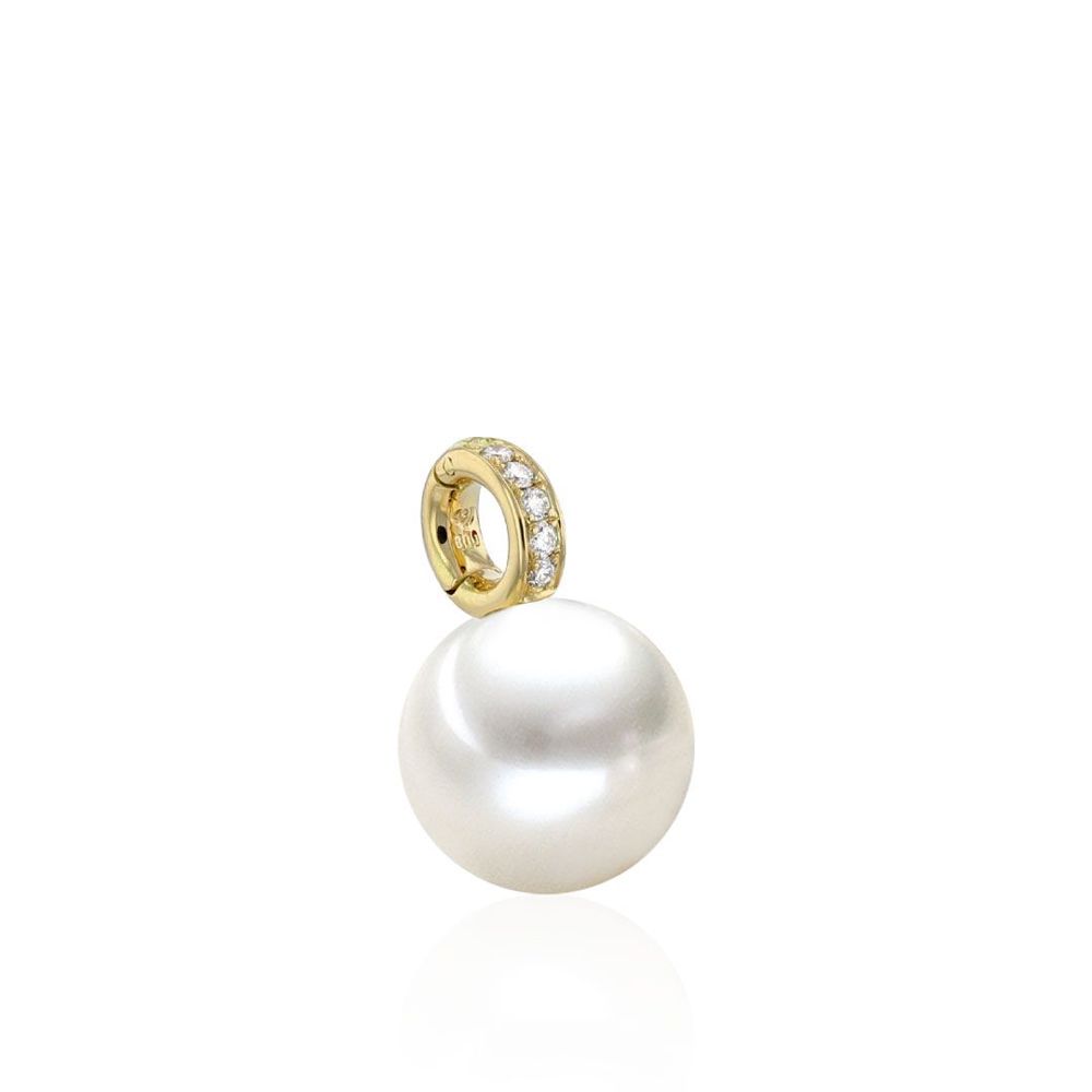 AURONOS Pearl Pendant 18K yellow gold with 5 diamonds 0.08ct and a Ming pearl 12-13mm