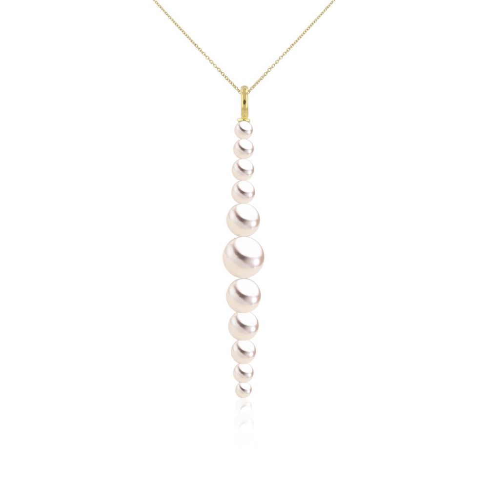 AURONOS Pearl Pendant 18K Yellow Gold with Akoya Pearls 3-8mm