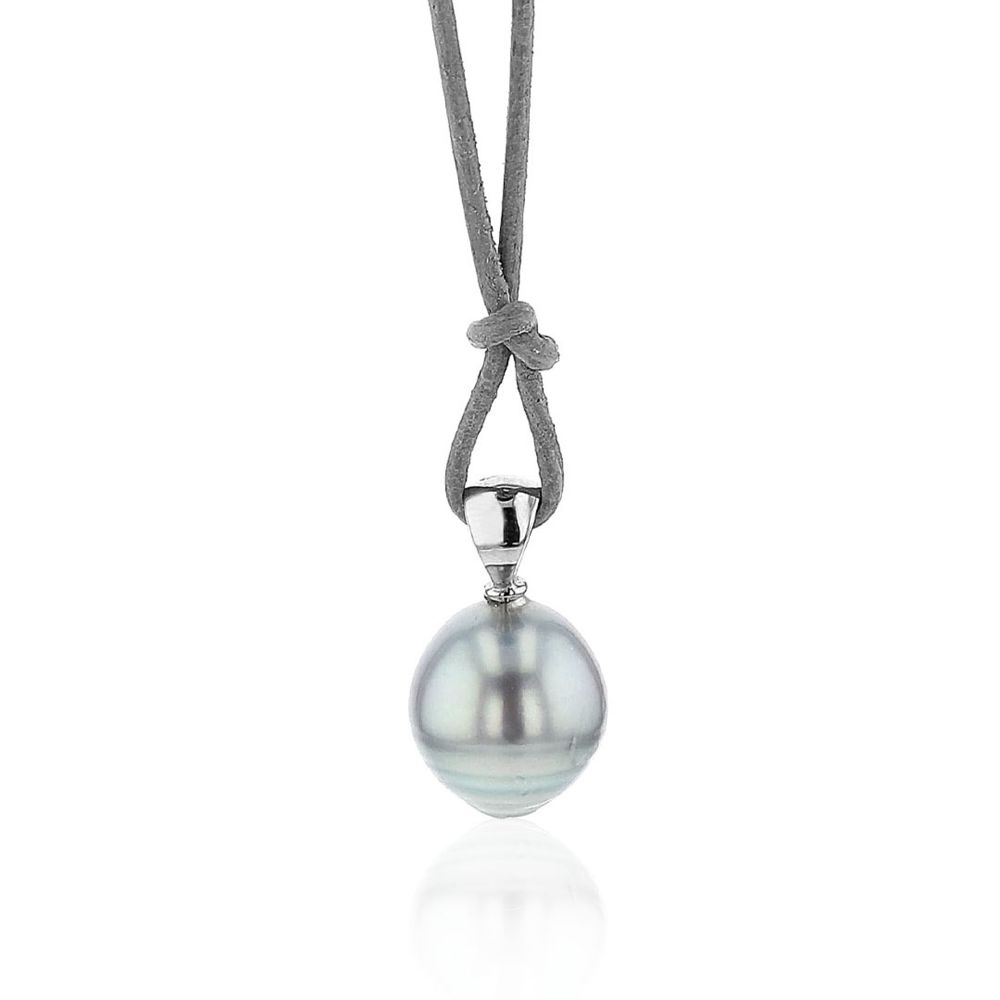 AURONOS Pearl Pendant 18K White Gold with a Tahiti Bead 13-14mm