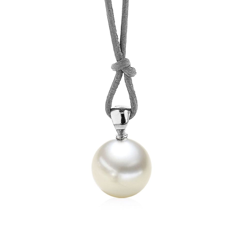 AURONOS Pearl Pendant 18K White Gold with a Freshwater Pearl 12-13mm