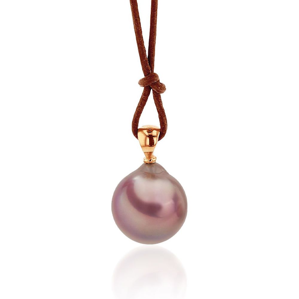 AURONOS Pearl Pendant 18K Rose Gold with a Ming Bead 13-15mm