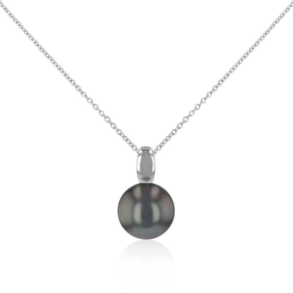 AURONOS Pearl Pendant 18K White Gold with a Tahiti Bead 9-10mm