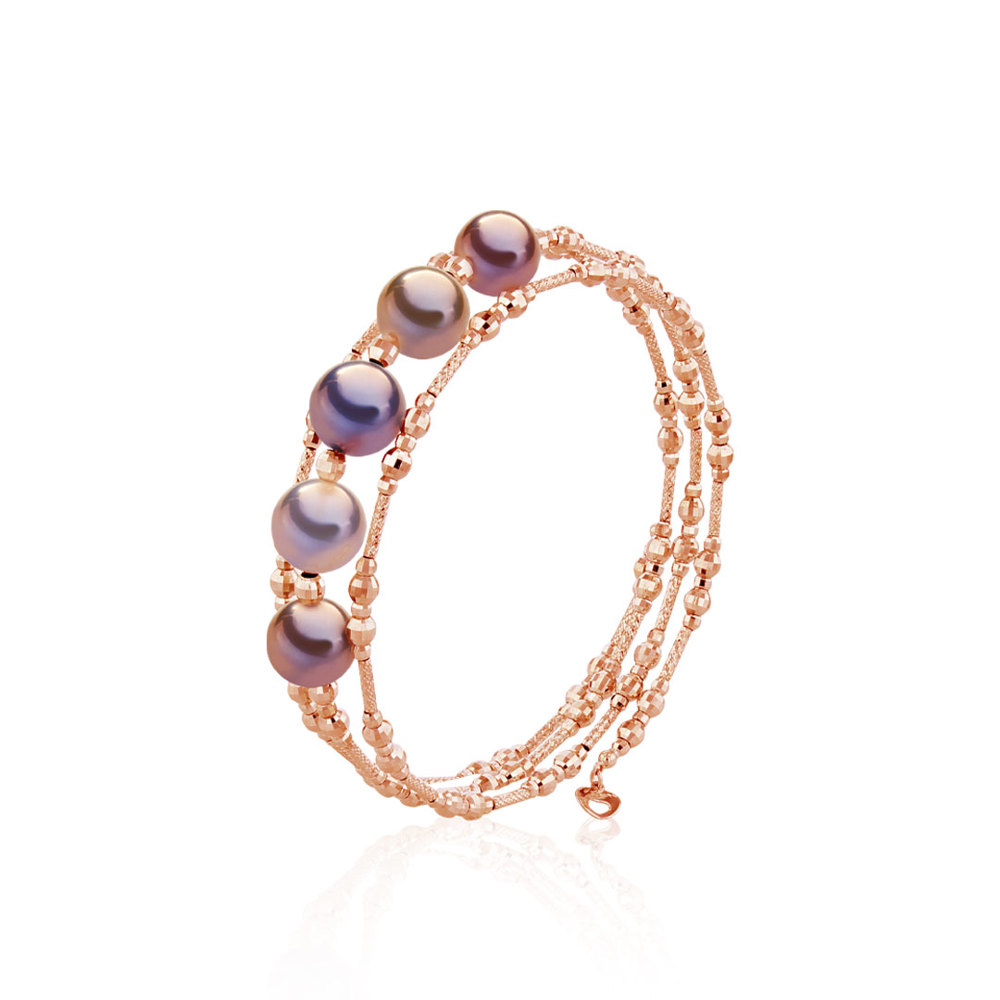 AURONOS Pearl Bracelet in 18K Rose Gold with Ming Pearls 10-12mm