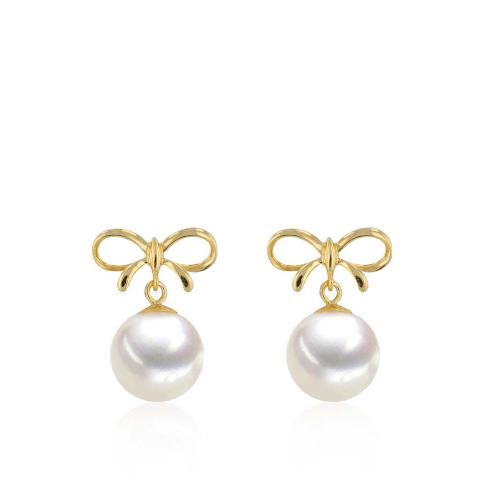 AURONOS Pearl Earrings in 18K yellow gold with freshwater pearls 7.5-8mm