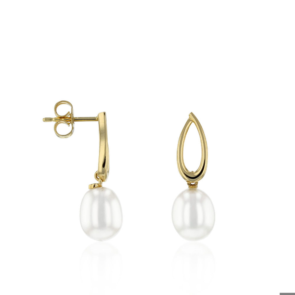 AURONOS Pearl Earrings in 18K yellow gold with freshwater pearls 7.5-8mm