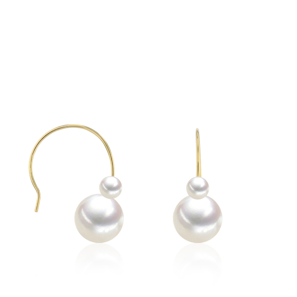 AURONOS Pearl Earrings Hook made of 18K yellow gold with freshwater pearls 3-8mm