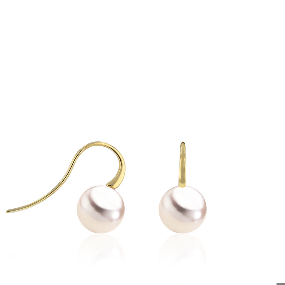 AURONOS Pearl Ear Hook in 18K Yellow Gold with Akoyperlen 8-8.5mm