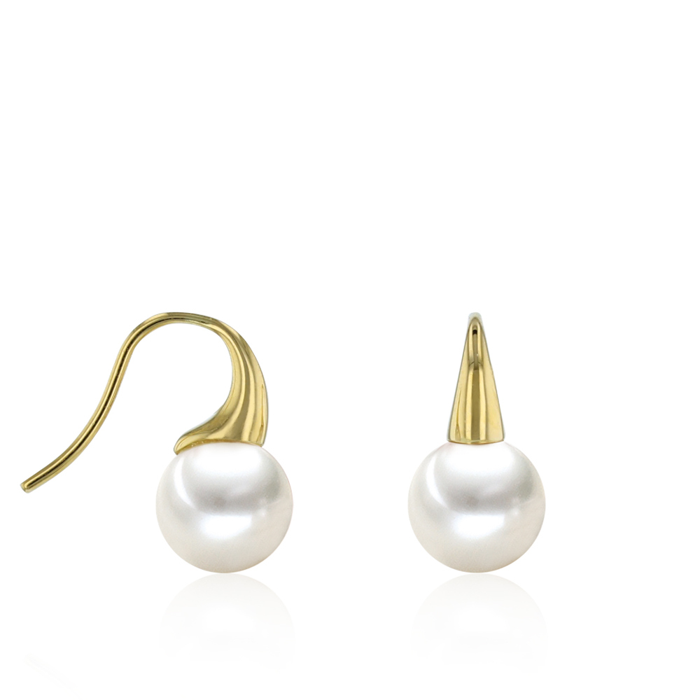 AURONOS Pearl Earrings Hook made of 18K yellow gold with freshwater pearls 8-8.5mm