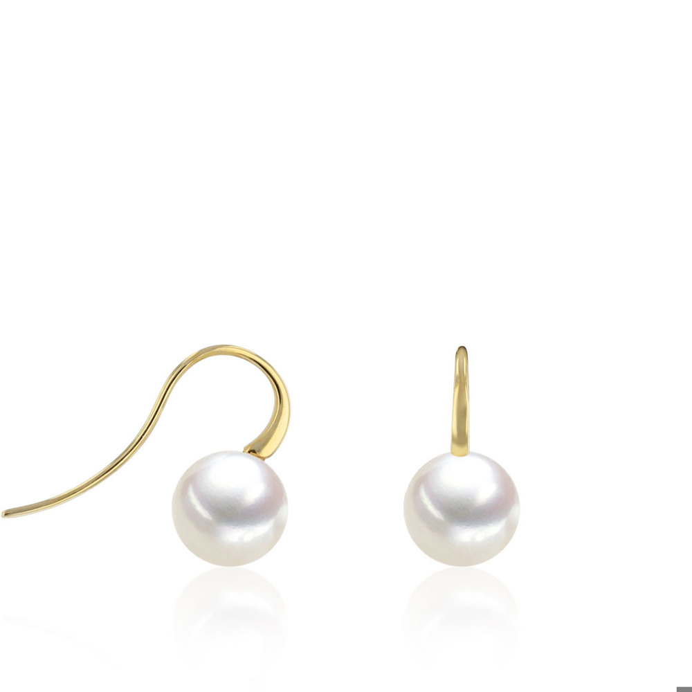 AURONOS Pearl Earrings Hook made of 18K yellow gold with freshwater pearls 8-8.5mm