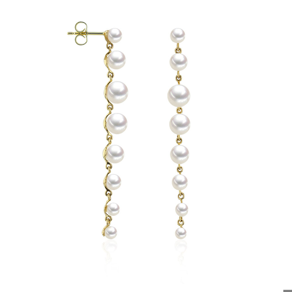 AURONOS Boucles d’oreilles en or jaune 18 carats avec perles d’eau douce