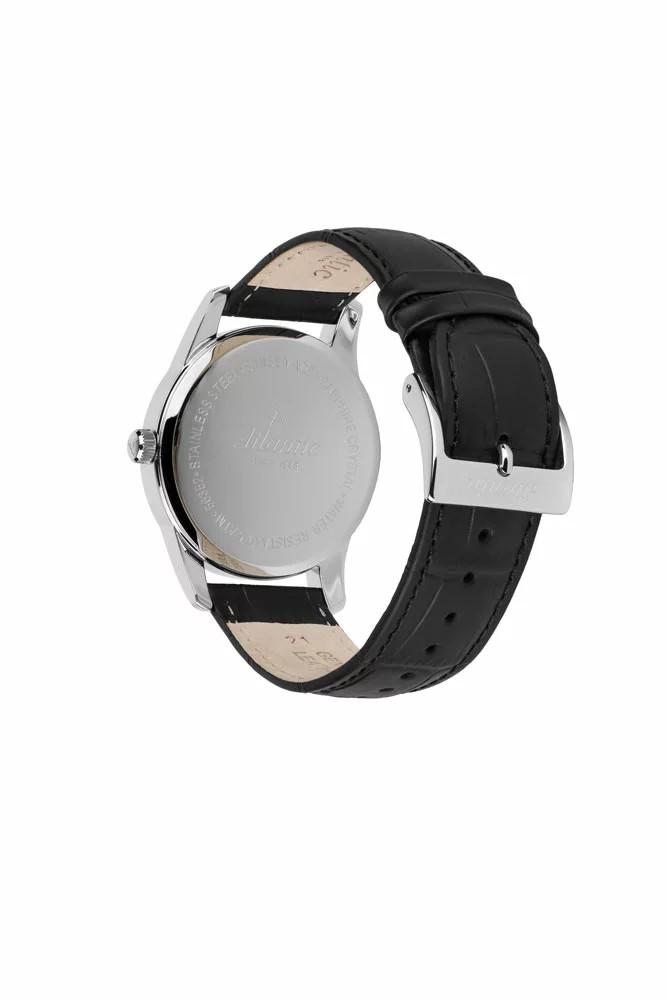 Atlantic Seaport Small Second stainless steel / black leather