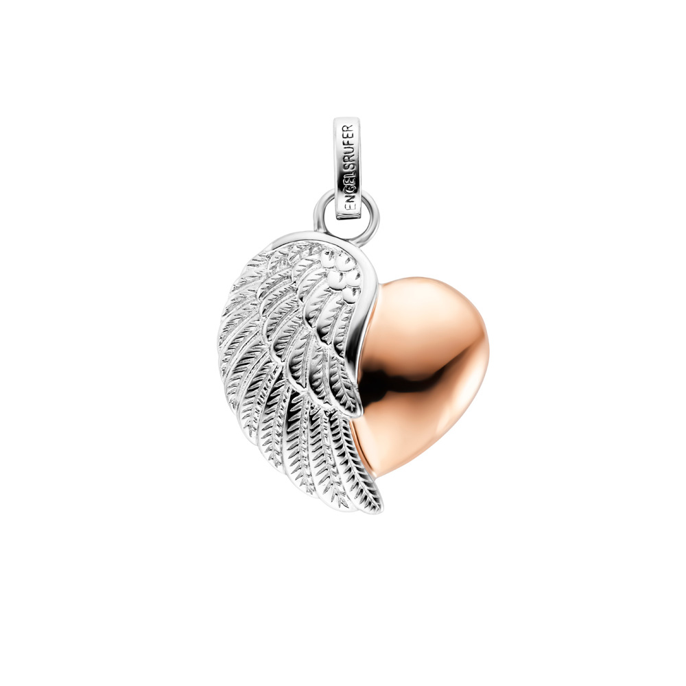 Angel Caller pendant 925 silver heart wing with rose gold plating ⌀18mm