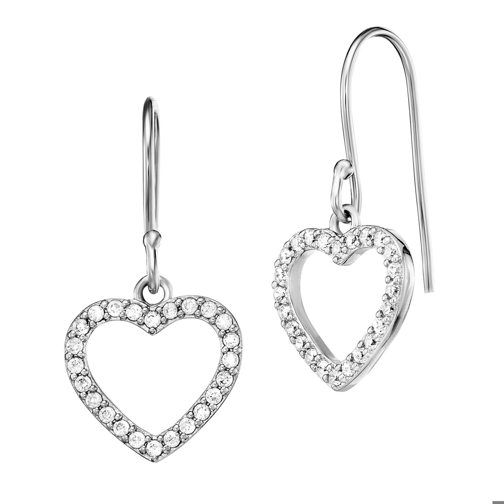 Angel caller earrings 925 silver in heart shape ⌀10mm and 43 zirconia