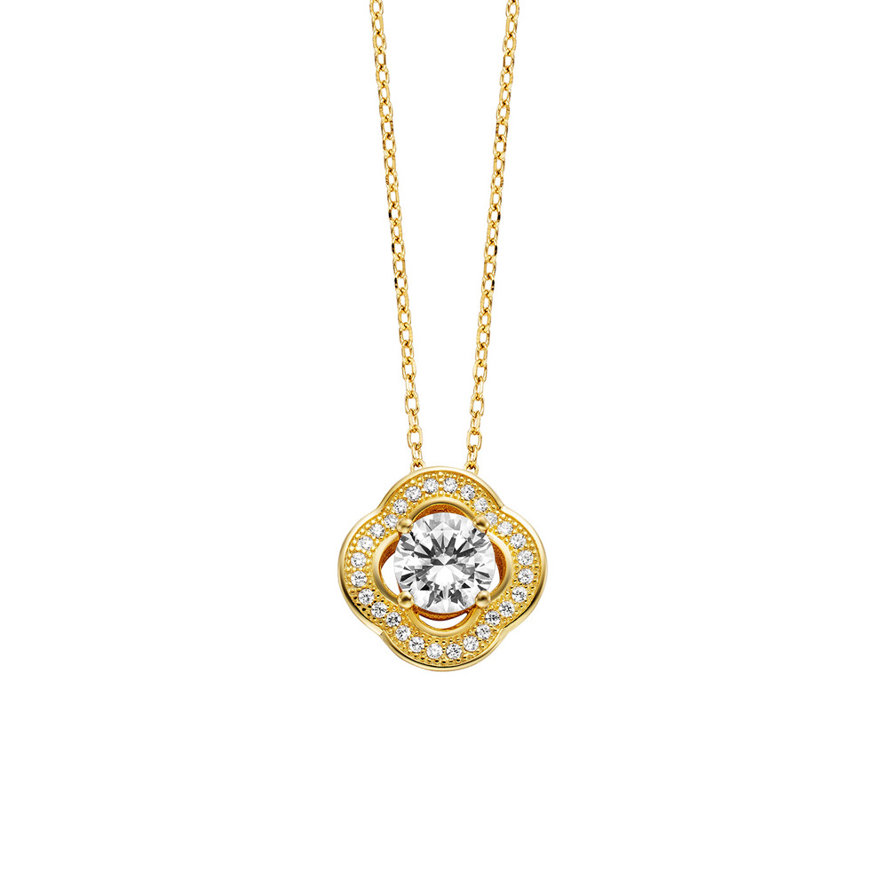 Julie Julsen Necklace anchor chain 925 silver gold plated with 55 cubic zirconia 38-43cm long