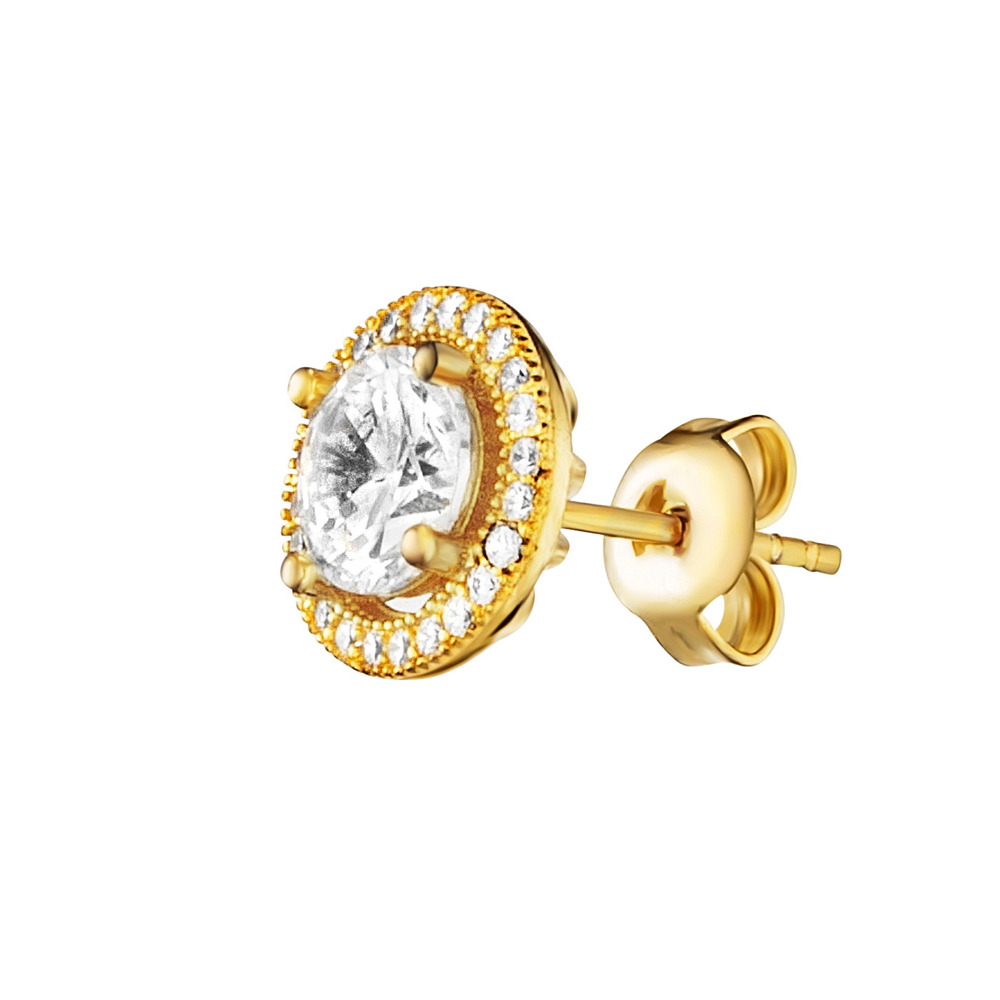 Julie Julsen Stud 925 silver gold plated with 50 cubic zirconia 