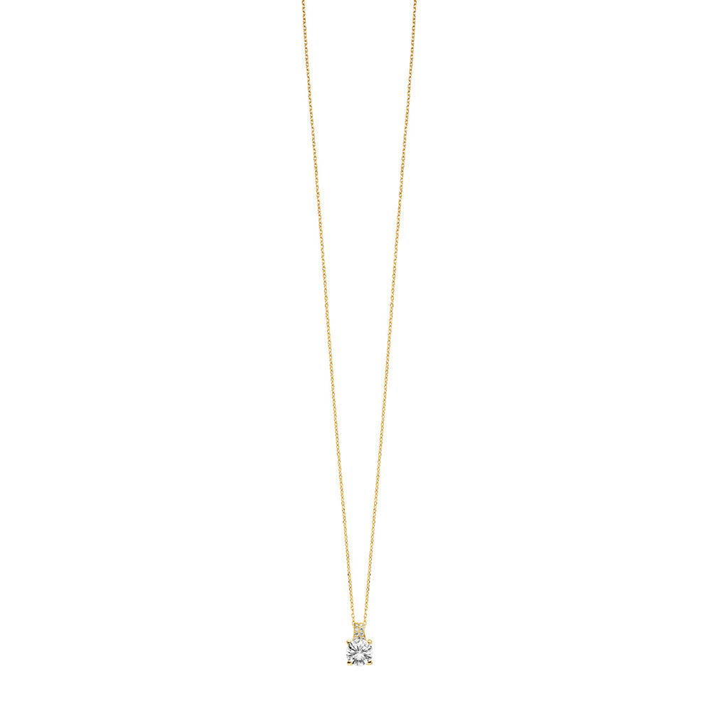 Julie Julsen Collier Chaîne d’ancrage 925 argent plaqué or avec 9 Zirkonia 38-43cm de long