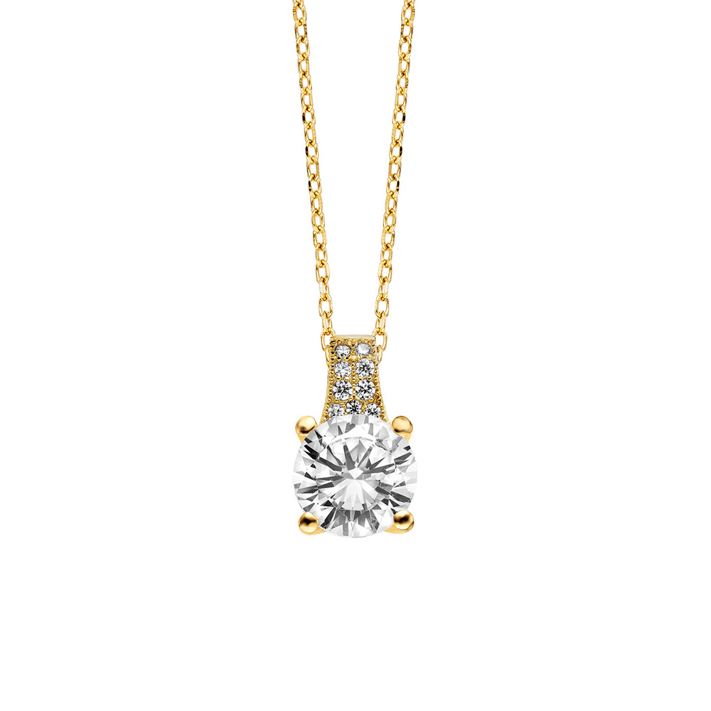 Julie Julsen Necklace anchor chain 925 silver gold plated with 9 cubic zirconia 38-43cm long