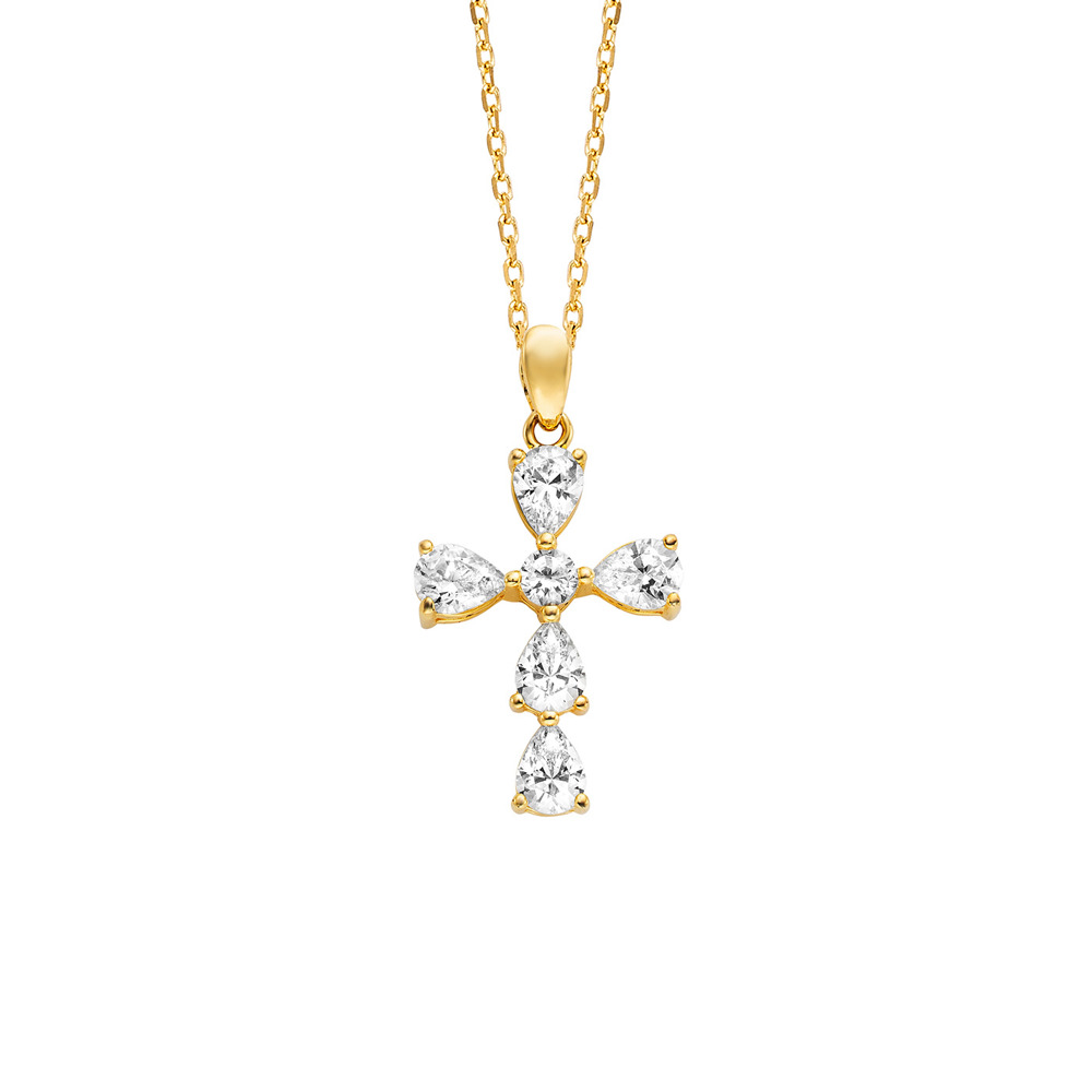 Julie Julsen Necklace anchor chain 925 silver gold plated with 6 cubic zirconia 38-43cm long