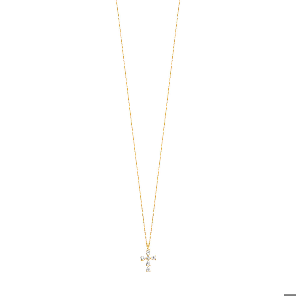 Julie Julsen Necklace anchor chain 925 silver gold plated with 6 cubic zirconia 38-43cm long