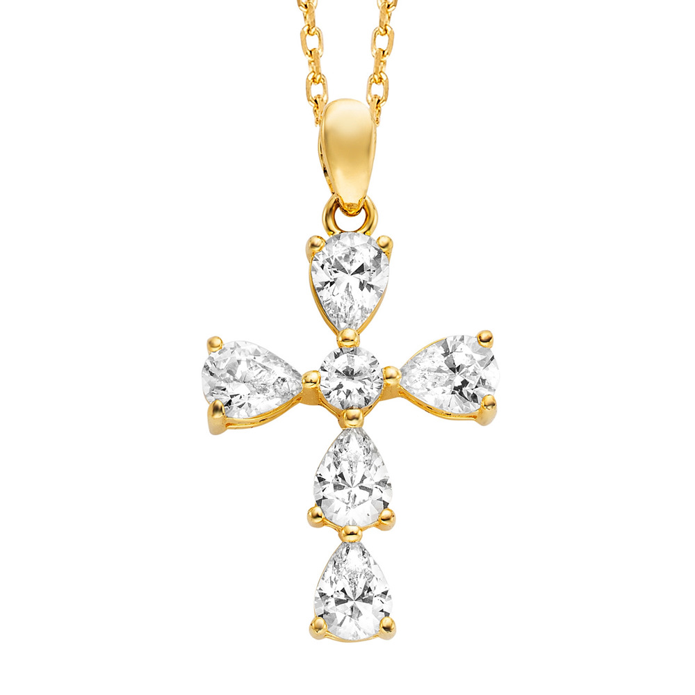 Julie Julsen Necklace anchor chain 925 silver gold plated with 6 cubic zirconia 38-43cm long