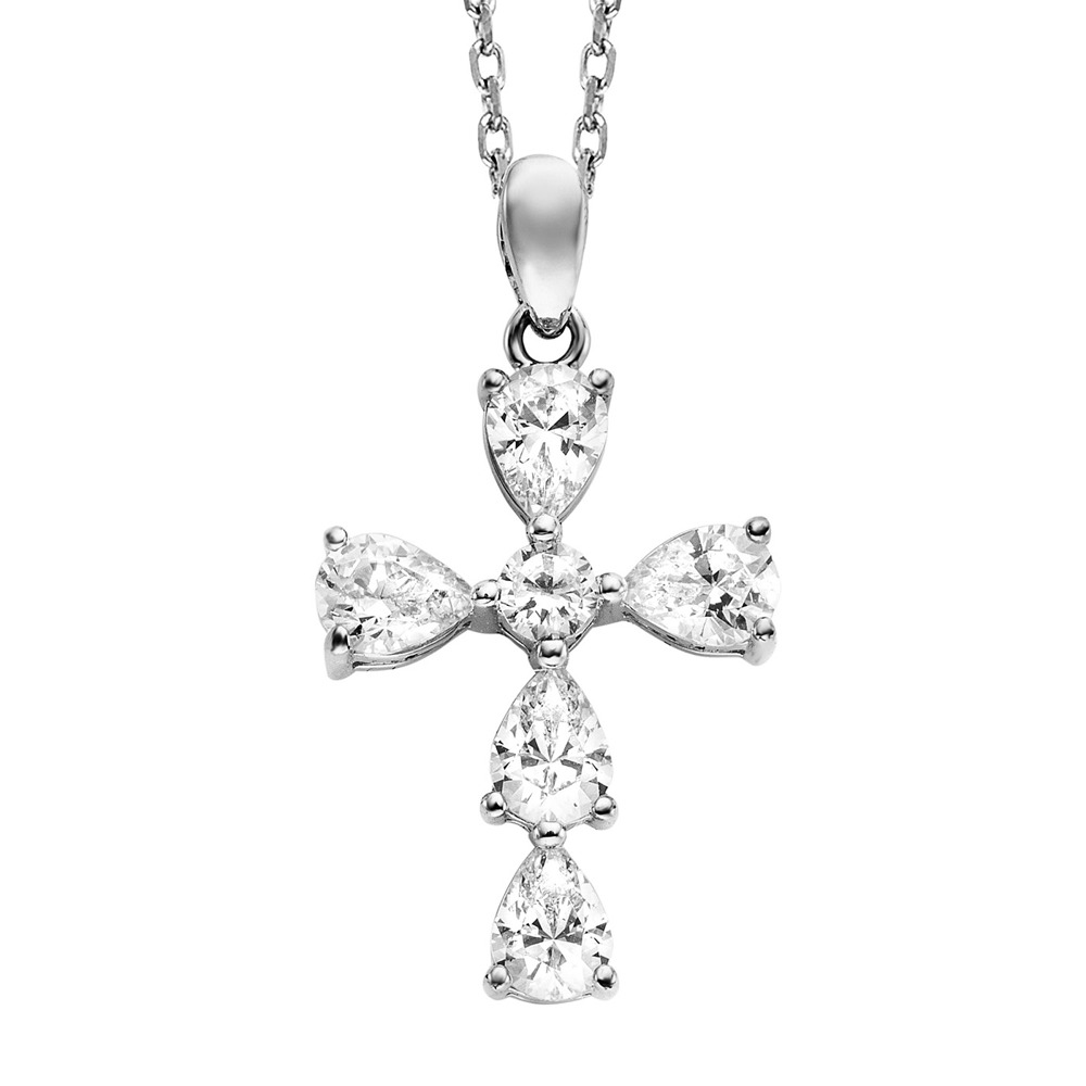 Julie Julsen Necklace anchor chain 925 silver with 6 cubic zirconia 38-43cm long