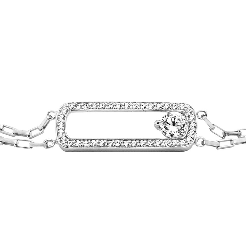 Julie Julsen Bracelet en argent 925 avec 41 Zircons 16-19cm de long