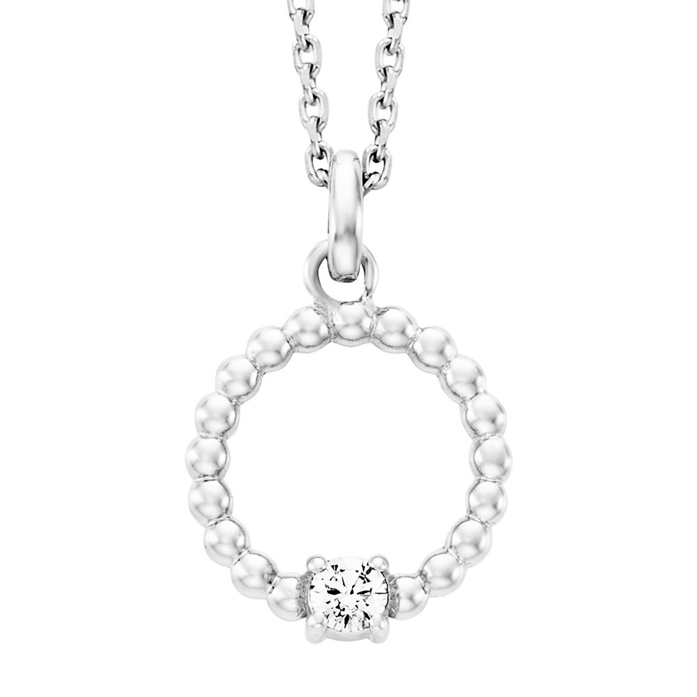 Julie Julsen Collier Ankerkettte 925 Silber mit einem Zirkonia 36-40cm lang