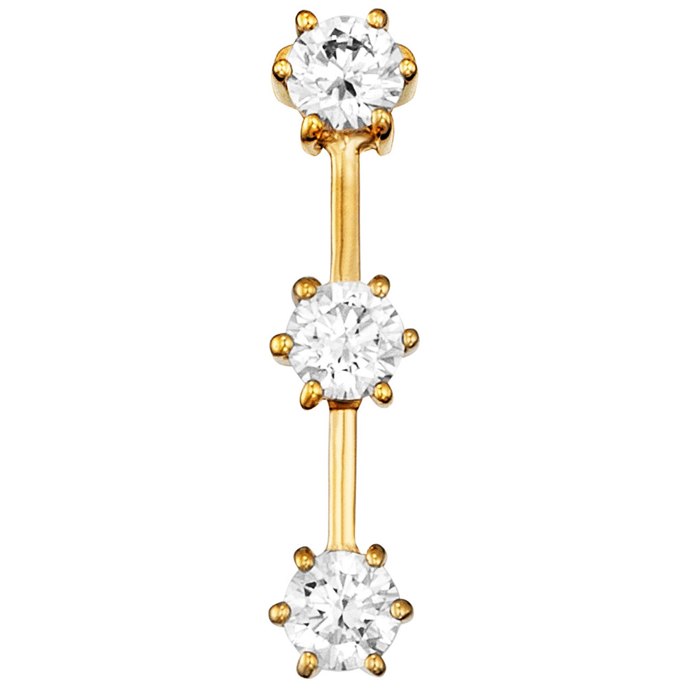 Julie Julsen Stud 925 silver gold plated with 3 cubic zirconia each