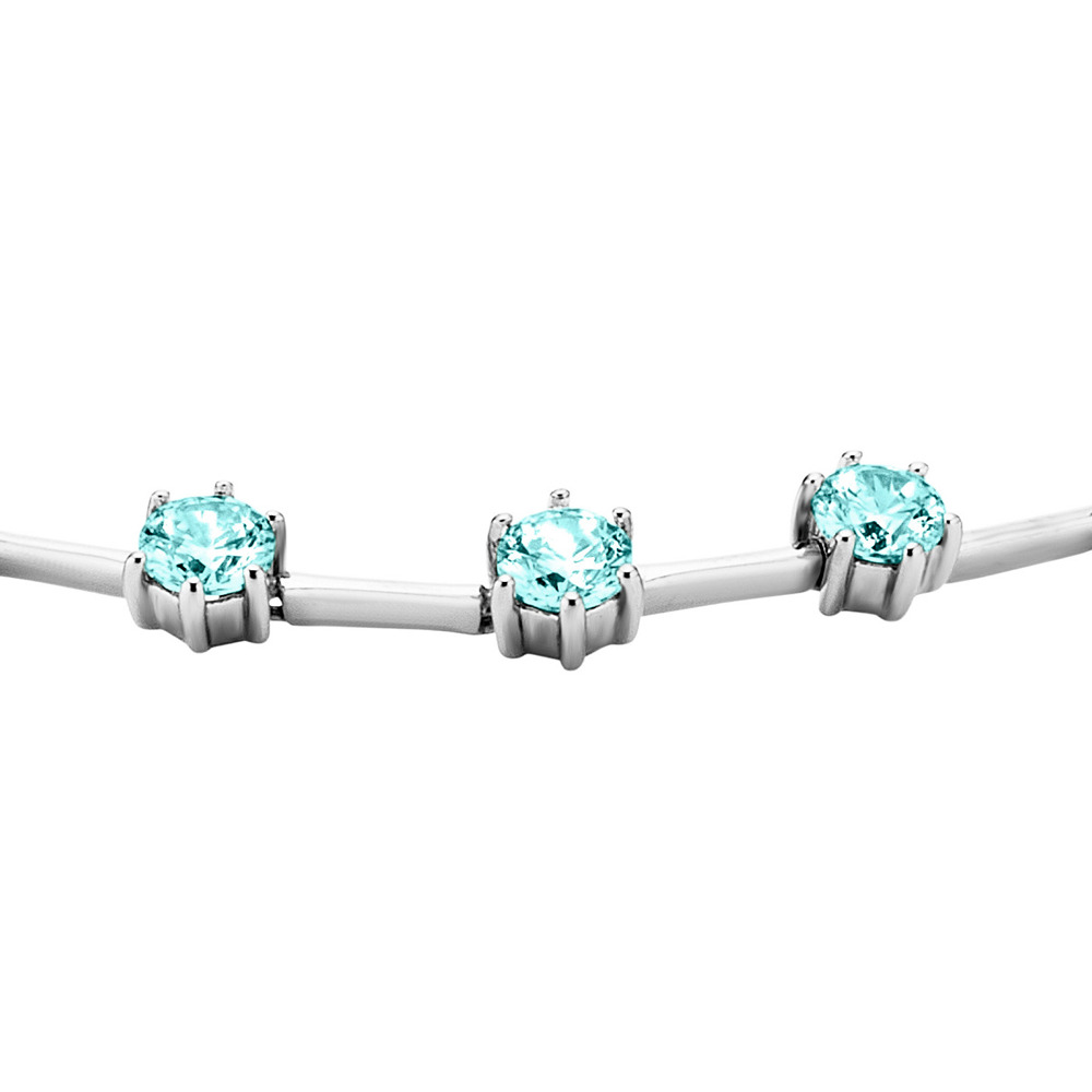 Julie Julsen Bracelet 925 Argent avec 13 Zircons bleus 15.5-18.5cm de long