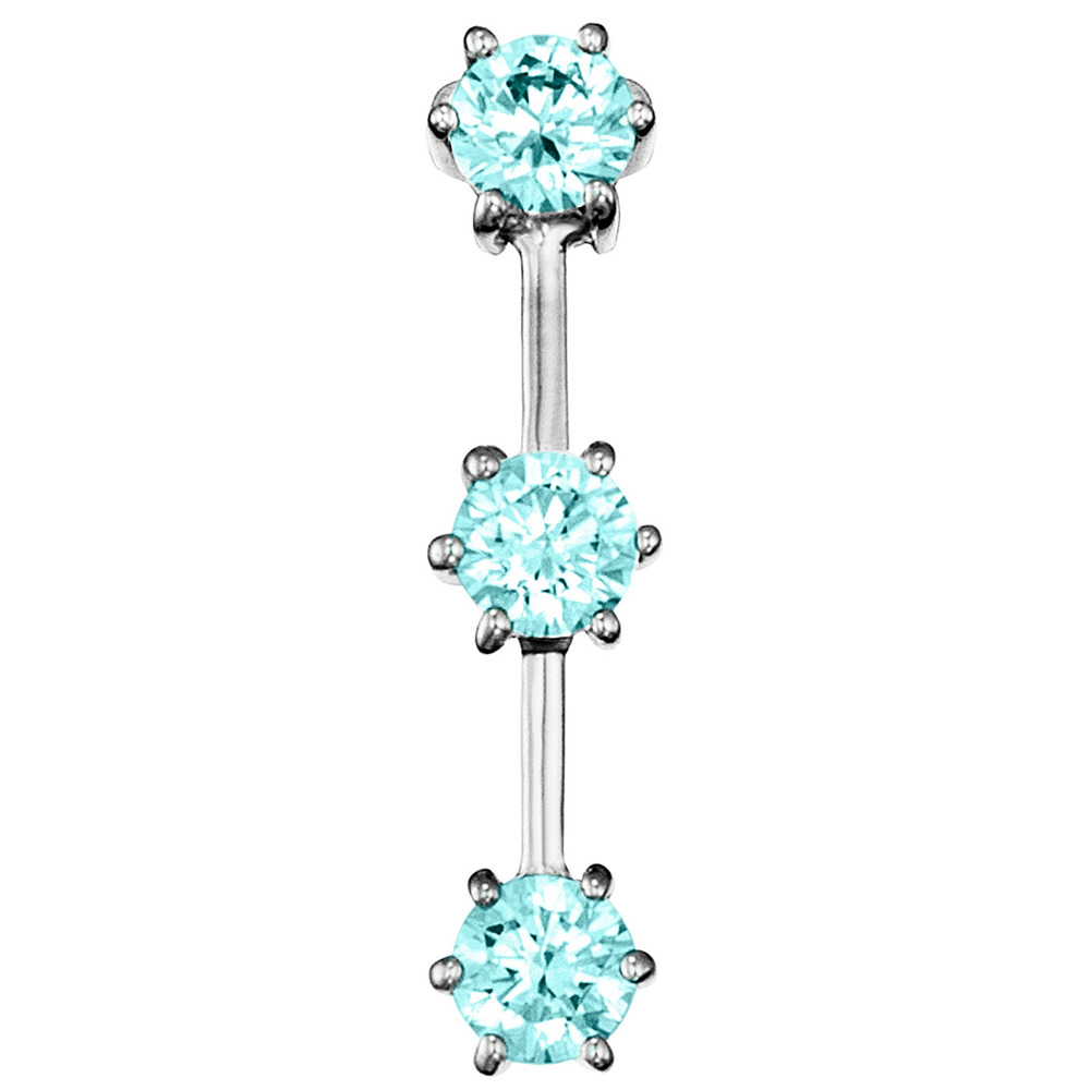 Julie Julsen Stud 925 silver with 3 blue cubic zirconia