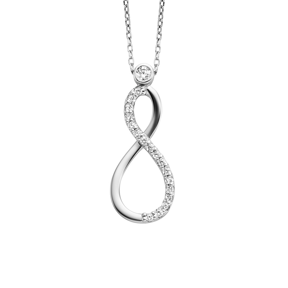 Julie Julsen Collier 925 Argent Infini avec 18 Zircons 42-48cm de long