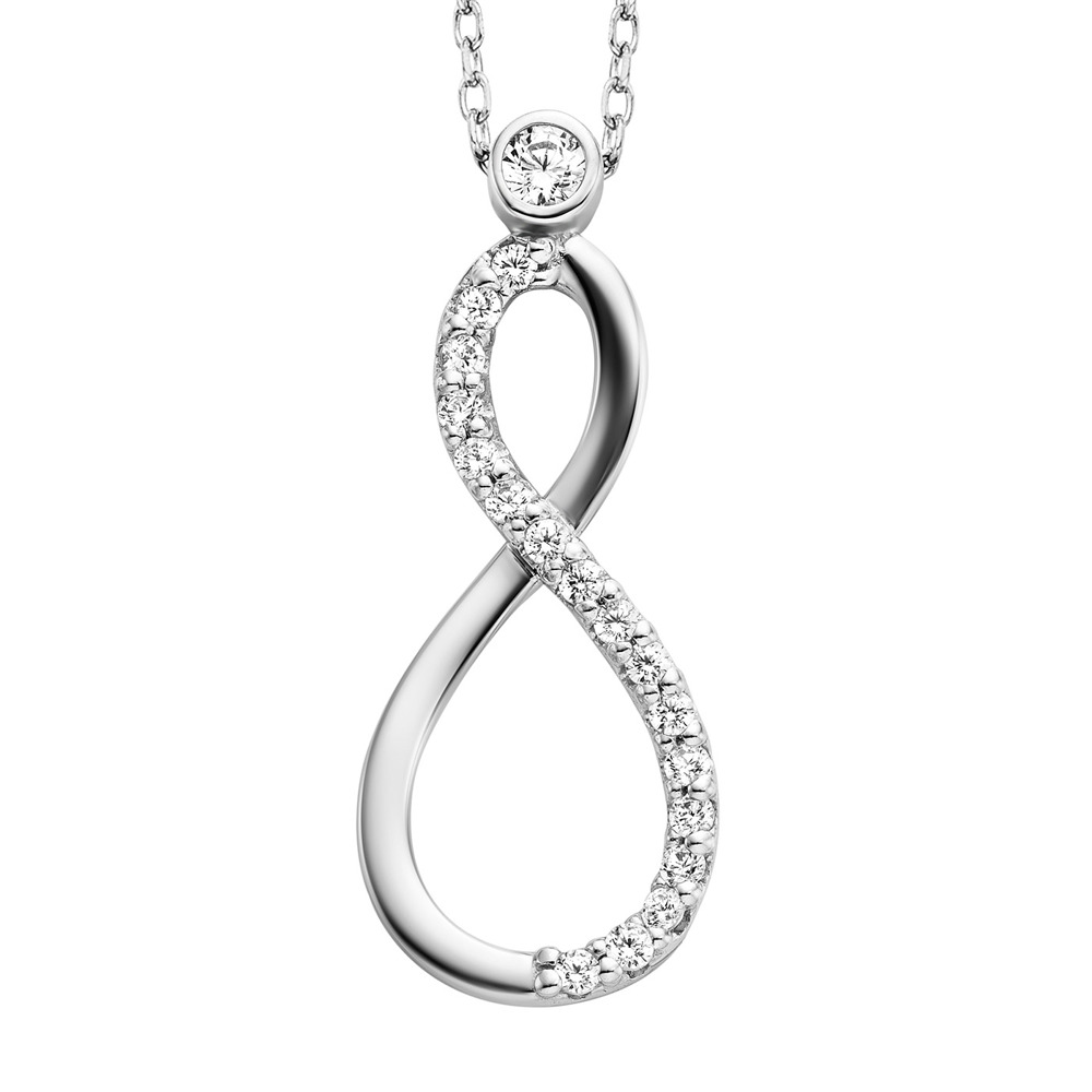 Julie Julsen Collier 925 Argent Infini avec 18 Zircons 42-48cm de long