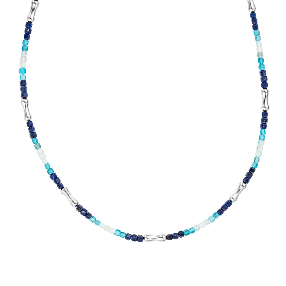 Julie Julsen Loving Stones Halskette 925 Silber mit blauen Mondsteinen und schwarzen Spinell 45cm lang