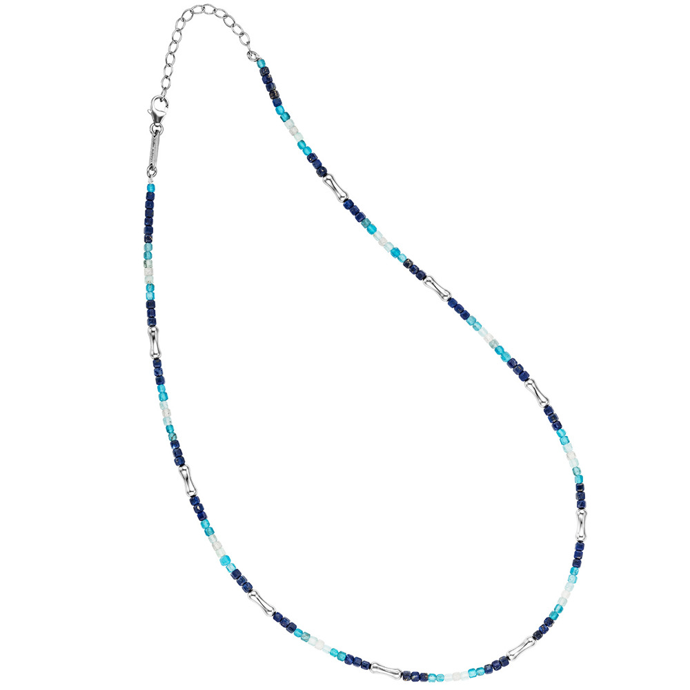 Julie Julsen Loving Stones Collier 925 Argent avec pierres de lune bleues et spinelle noire 45cm long