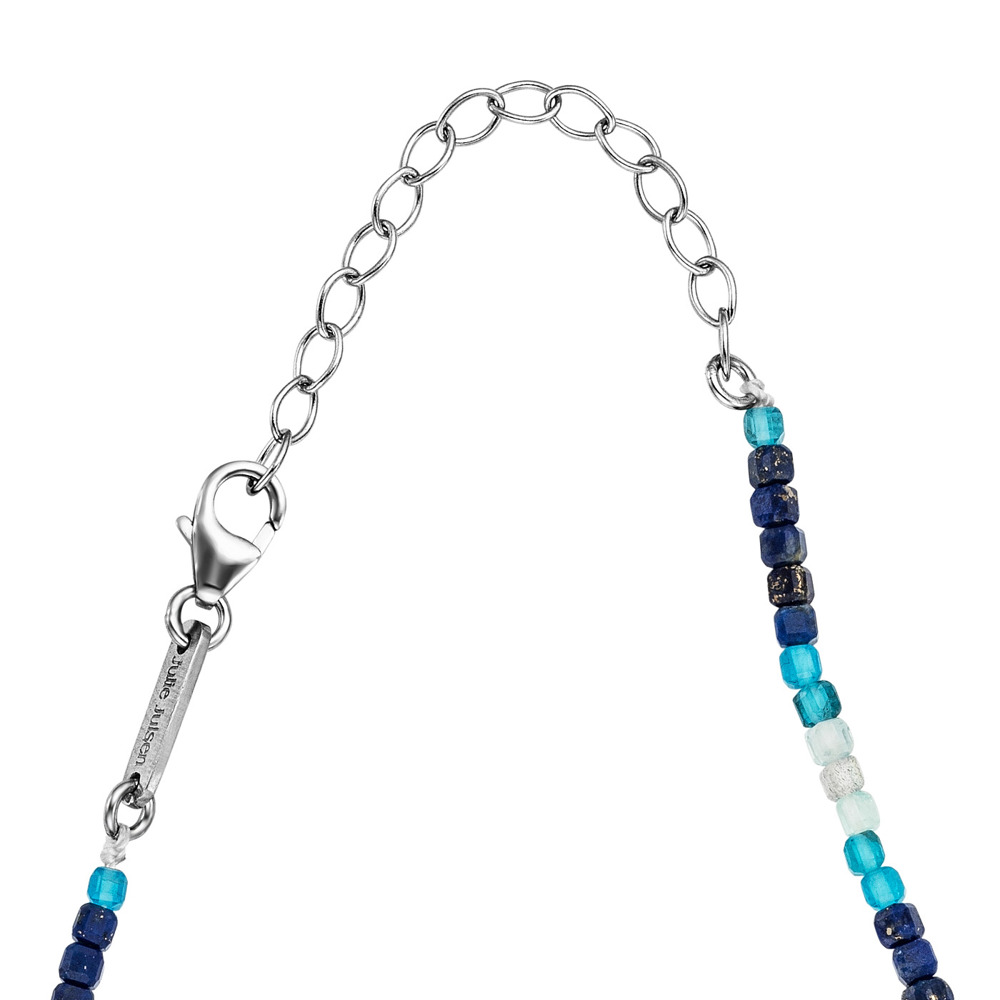 Julie Julsen Loving Stones Collier 925 Argent avec pierres de lune bleues et spinelle noire 45cm long