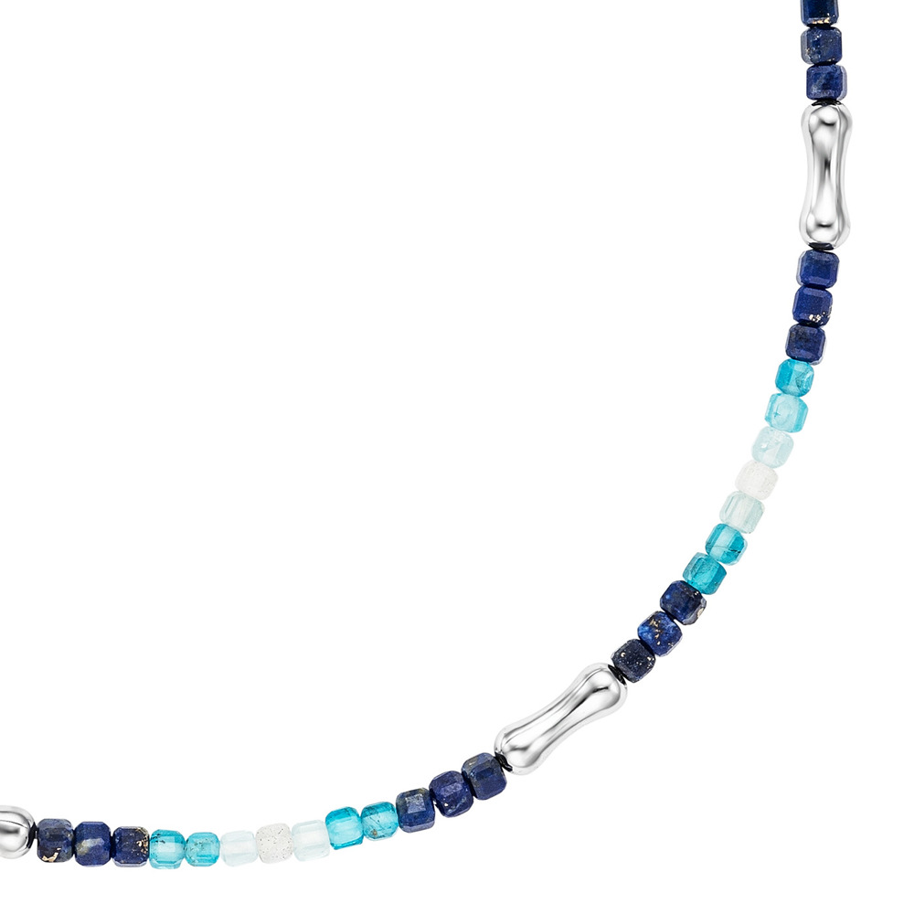 Julie Julsen Loving Stones Halskette 925 Silber mit blauen Mondsteinen und schwarzen Spinell 45cm lang