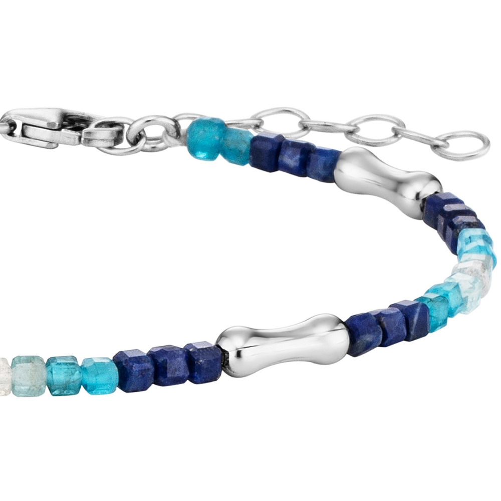 Julie Julsen Loving Stones Bracelet 925 Argent avec pierres de lune bleues et spinelle noire 19.5cm long