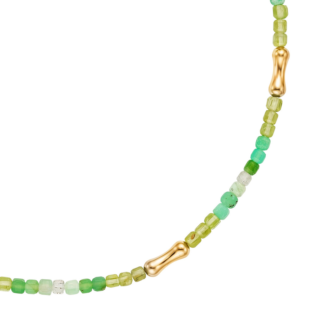 Julie Julsen Loving Stones Collier 925 plaqué or avec chrysoprase, péridot et labradorite 45cm de long