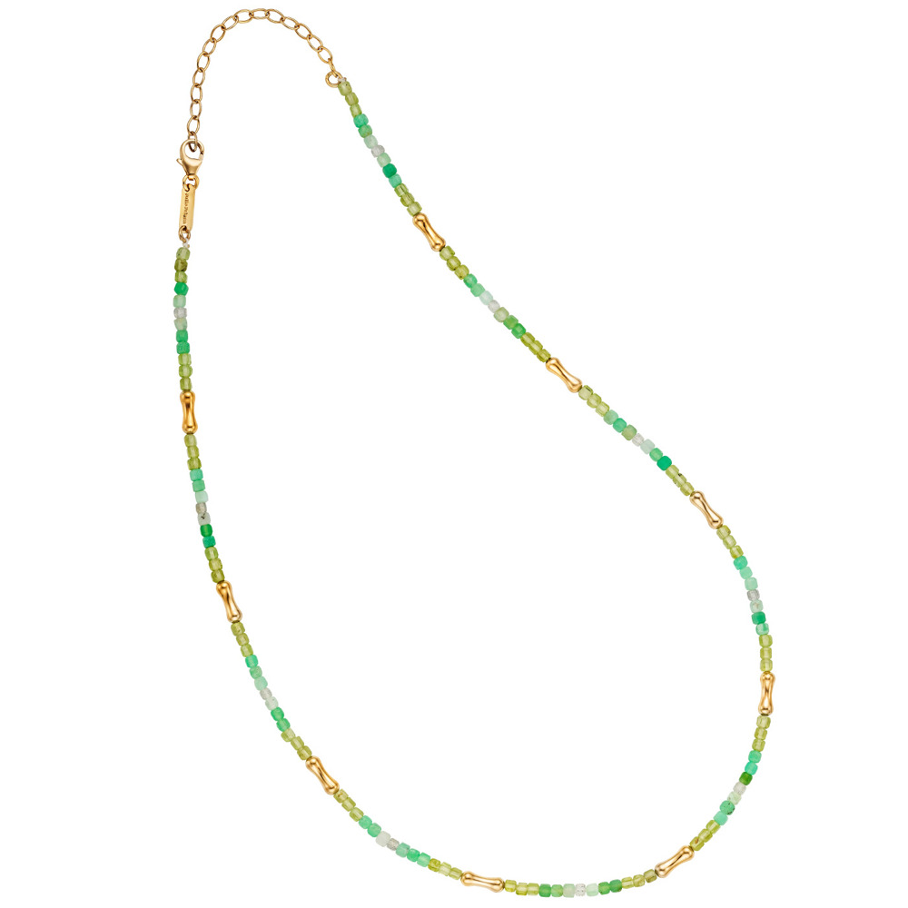 Julie Julsen Loving Stones Halskette 925 Silber vergoldet mit Chrysopras , Peridot und Labradorit 45cm lang