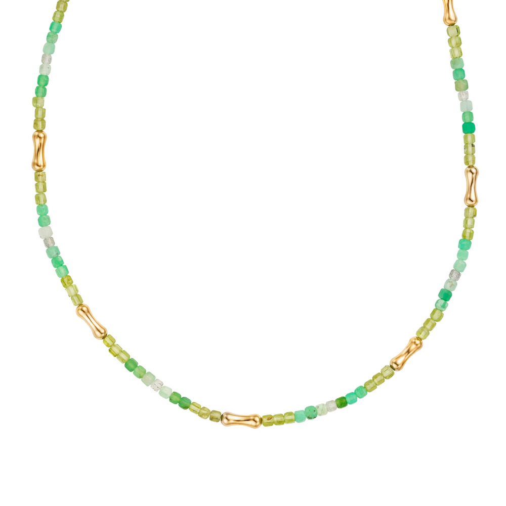 Julie Julsen Loving Stones Necklace 925 silver gold plated with chrysoprase, peridot and labradorite 45cm long